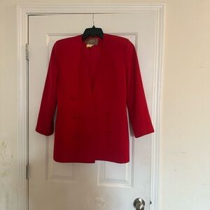 Elegant Red Double-Breasted Women's Blazer